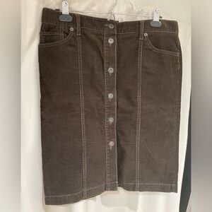 LOFT Dark Brown Corduroy Pencil Skirt